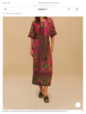 Farm Rio Pink Ana Tapestry Maxi Dress--Size Large